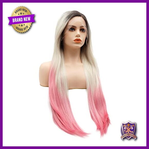 Synthetic Lace Front Wig 28 Inch Straight Heat Resistant Heavy Density main image 5